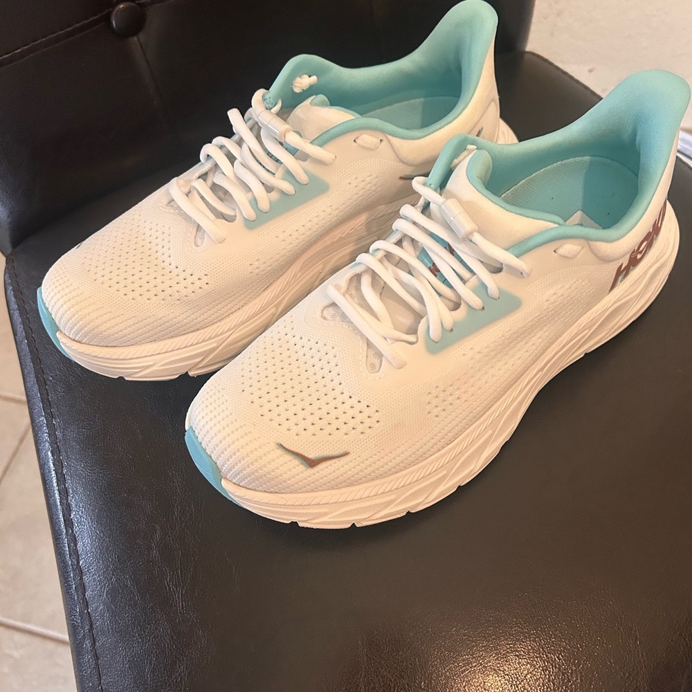 Hoka Women's White and Teal Athletic Shoes